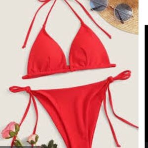 Red triangle bikini Set